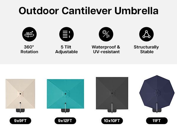 Amazon.com : paramondo Patio Umbrella, 9' X 12' Outdoor