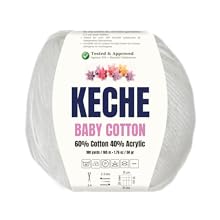 Keche Baby Cotton, 60% Cotton 40% Acrylic Yarn, Soft Cotton Yarn for Crochet and Knitting