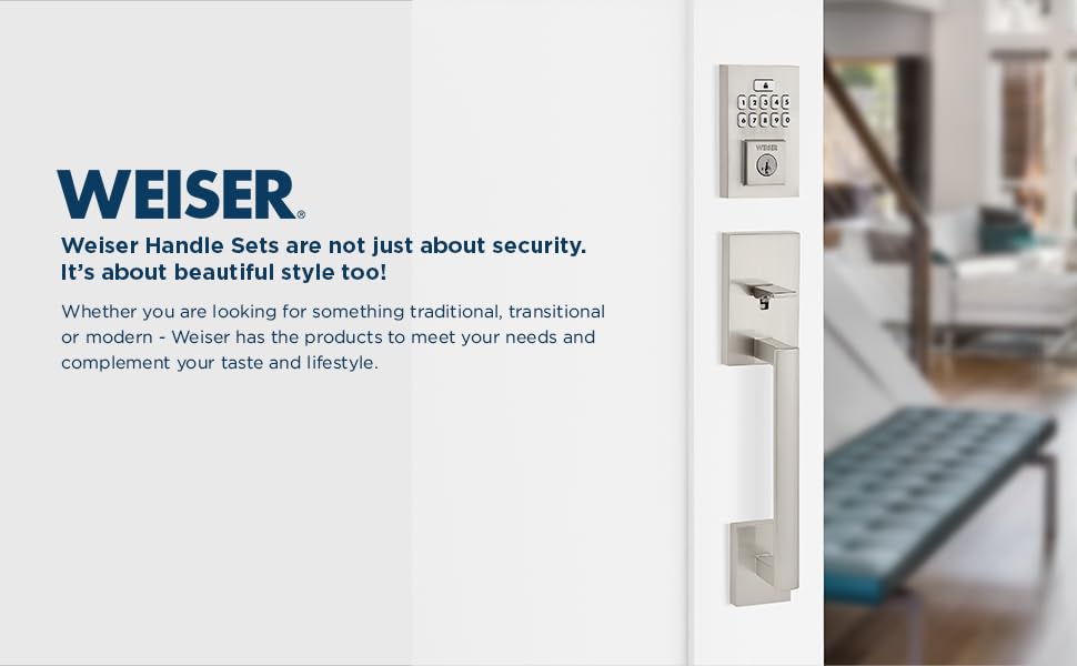 Weiser Satin Nickel Front Door Lock and Handle Set, SmartCode Keypad