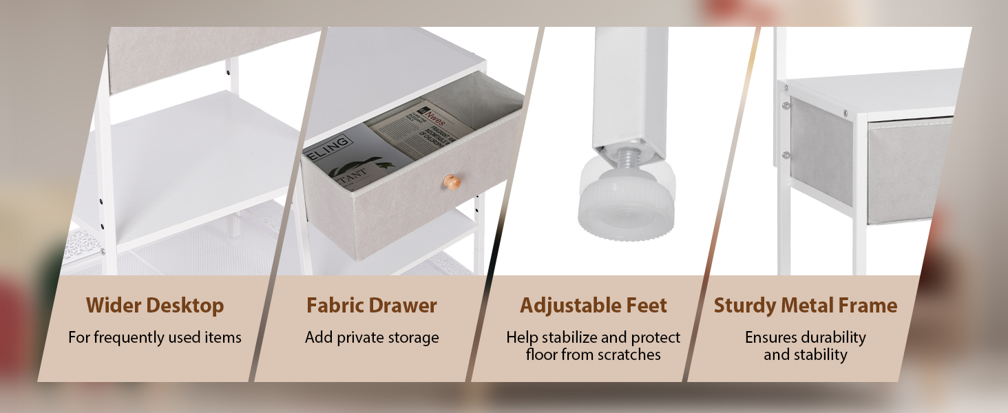 HYCFYJR Night Stand with Fabric Drawers, Bedside Table with