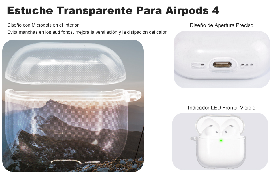 HeiLuon Funda Transparente Anti-Amarillamiento para AirPods 4
