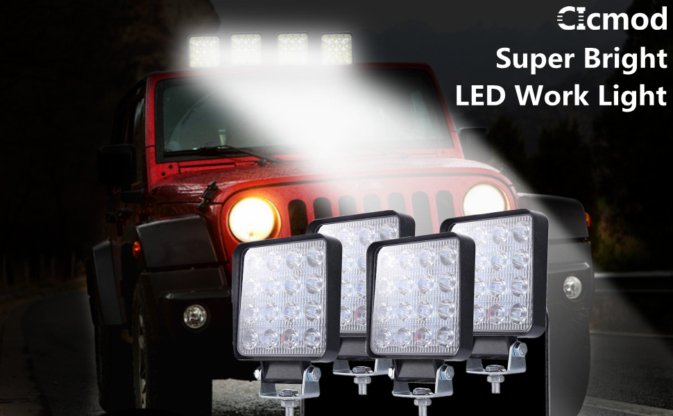 CICMOD Led Light Bar 3" 48W 6000K Waterproof Spot Off Road Driving