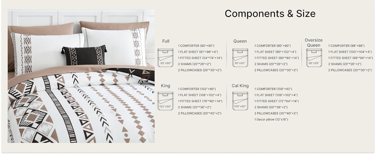 Lightweight Soft Boho Comforter Bed Set