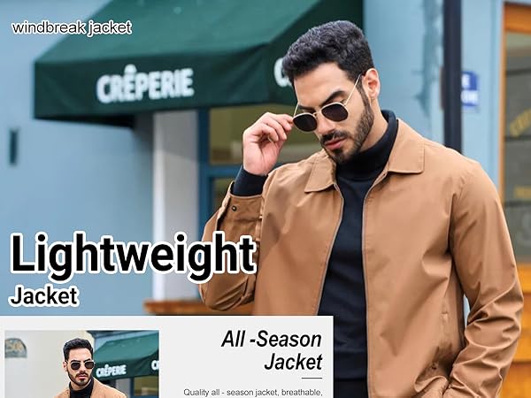 TACVASEN Mens Jacket Lightweight Windbreaker Jacket Business