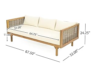 67.5" Outdoor Patio Daybed 3 Seater Sofa Bed