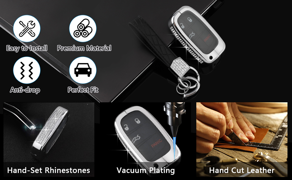 PIFOOG Key Fob Cover for Dodge Bling Car Keys Case Shell