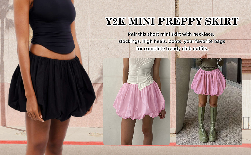 Amazon.com: DSORVICD Women Y2k Bubble Skirt Ruffle Hem