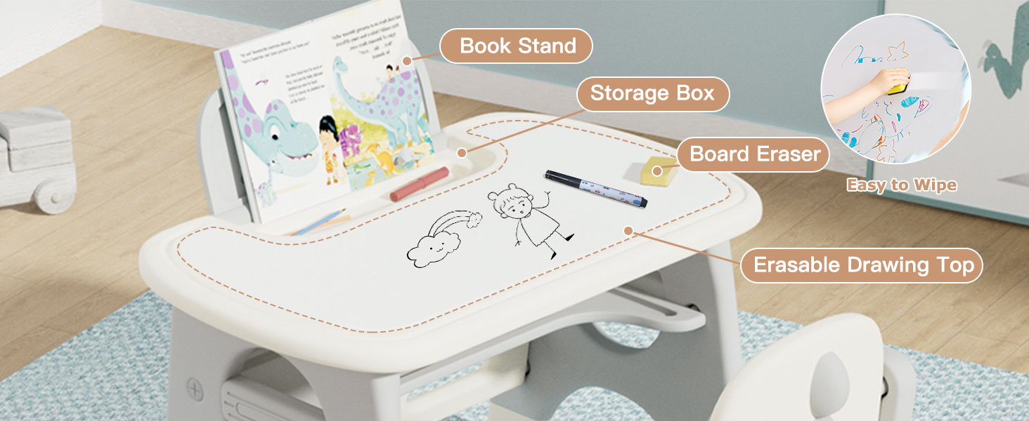 BanaSuper Kids Drawing Table and Chair Set with Erasable Board