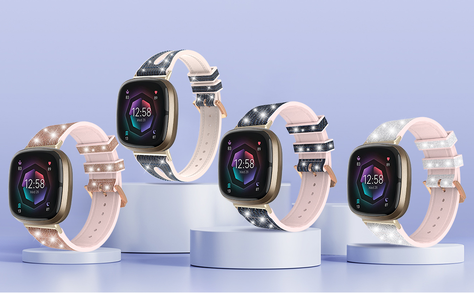 SKYLET Bling Thin Band Compatible for Fitbit Versa 3 Bands