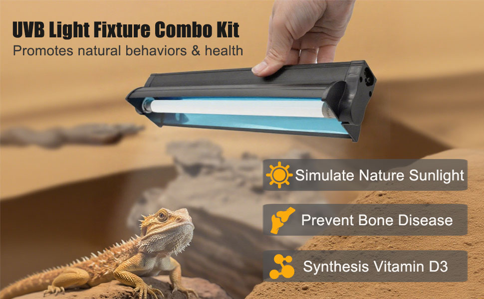 T5 UVB Reptile Light Fixture Combo Kit