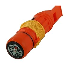 survival whistle compass lanyard compartment water resistant emergency disaster alert help SOS 