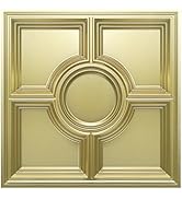 STICKGOO PVC Ceiling Tiles, Champaign Gold Decorative Drop Ceiling Tiles 24 x 24in, 12-Pack Cover...