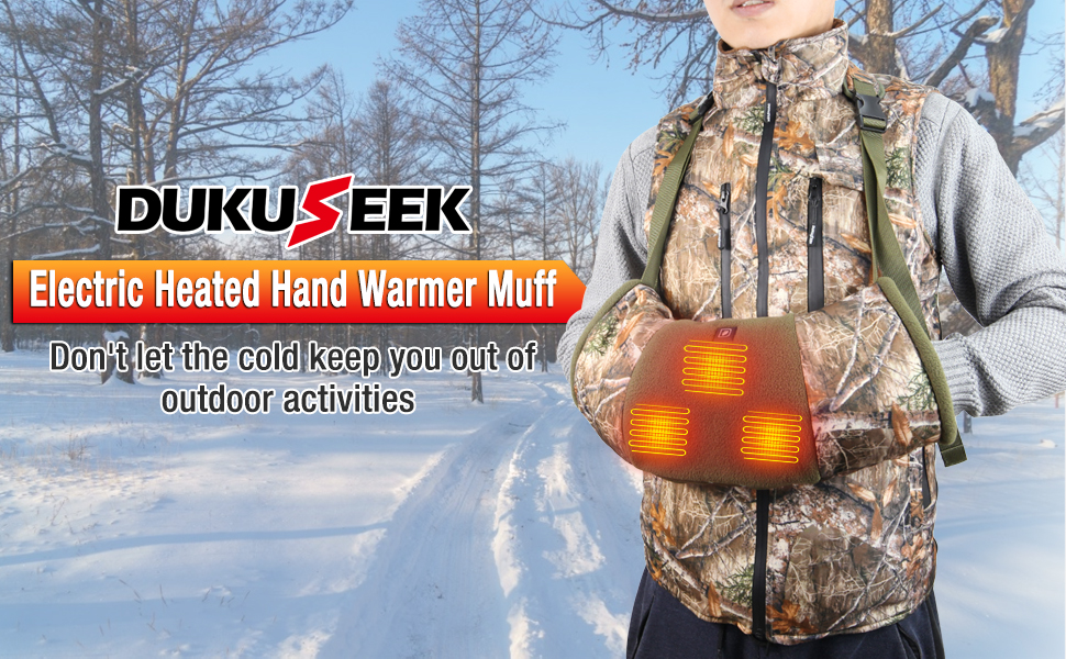DUKUSEEK Heated Hand Muff for Hunting, Electric Hand Warmer