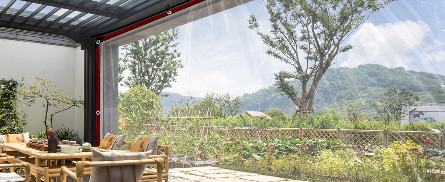 Curfakul Clear Tarps with Grommets for Patio, 5x6 FT Vinyl