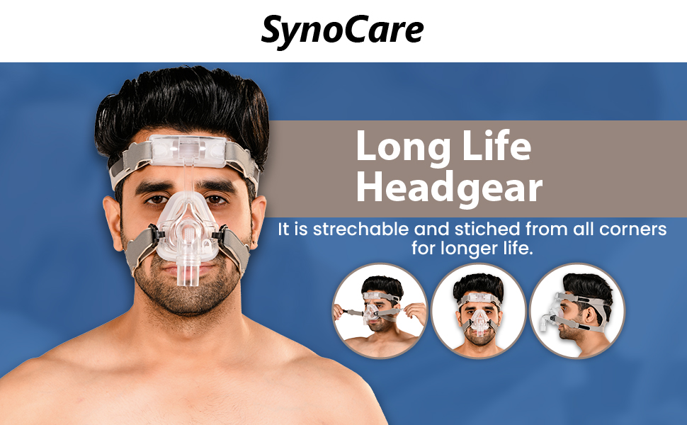 Sinocier combo pack nasal CPAP Mask Sleep with tube pipes for apnea, transparent medium size, compatible with all CPAP machines, comfortable nose-coverage, adjustable head lease, lightweight Longlife headgier