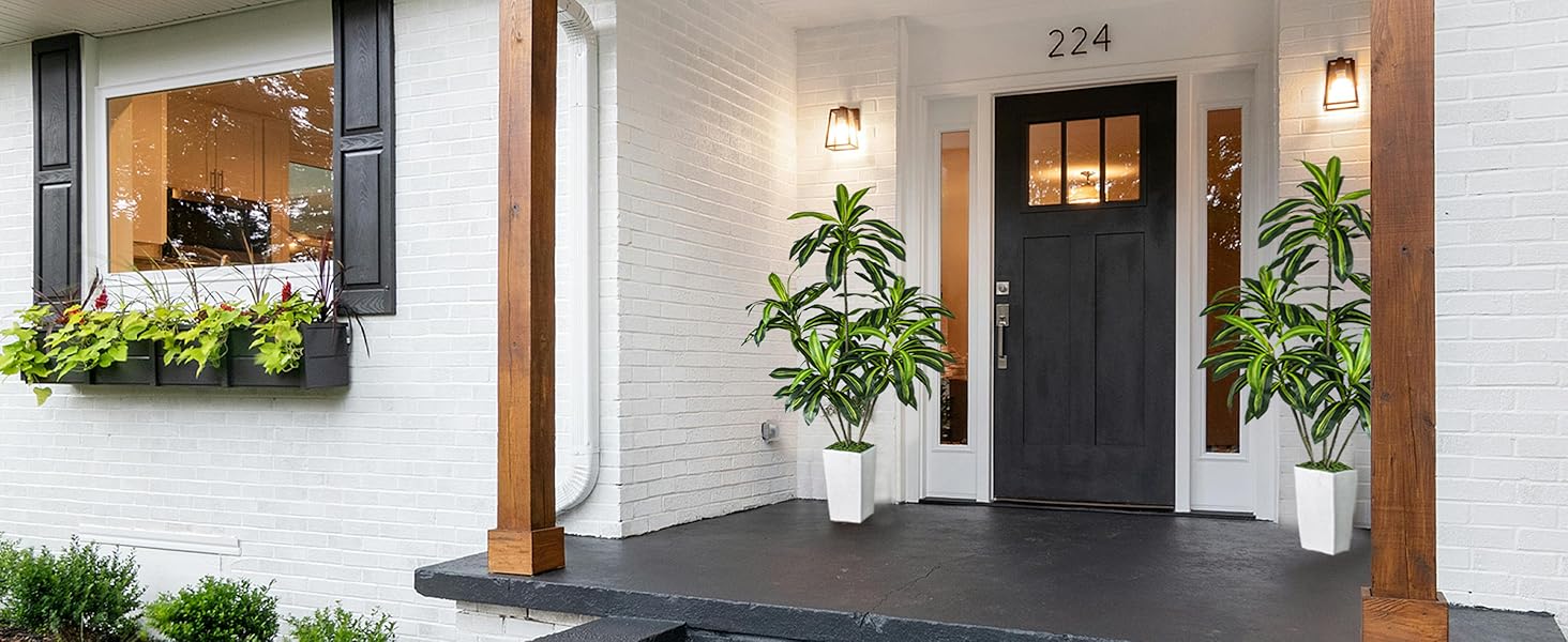 aetificial dracaena tree with tall planter