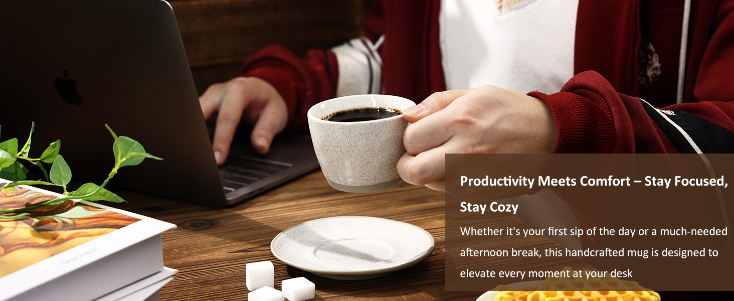 Yedio Ceramic 6 oz Espresso Coffee Cups with Saucers