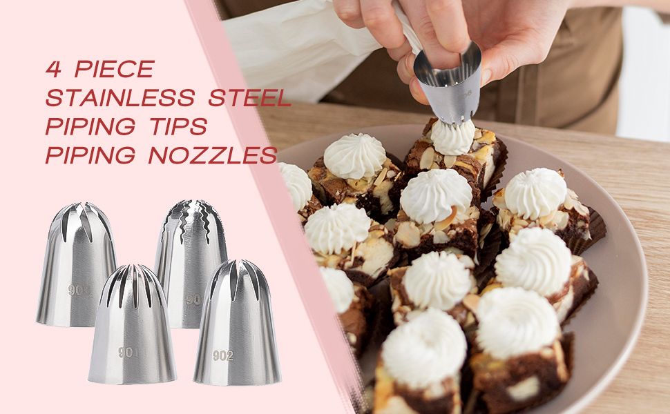EBLLPA 4PCS Extra Large Piping Tips Set for Cupcakes Closed Star Pastry Tip Frosting