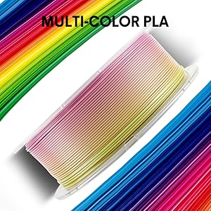 US Raw Materials 3D Printer Filament PLA, Shiny Matte Rainbow Color Filament, Color Change by Length PLA, Fit Most FDM 3D Printers, 250G Spool, Rainbow Blaze 19 3D Printer Filament