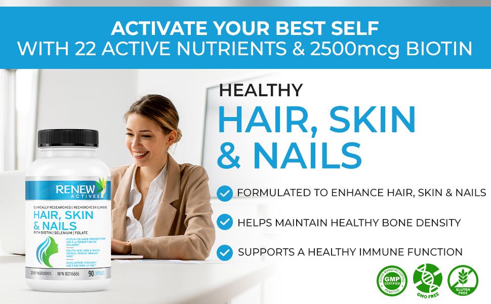 Renew Actives Skin, Hair and Nails Vitamins for Women & Men, 60 Rapid ...