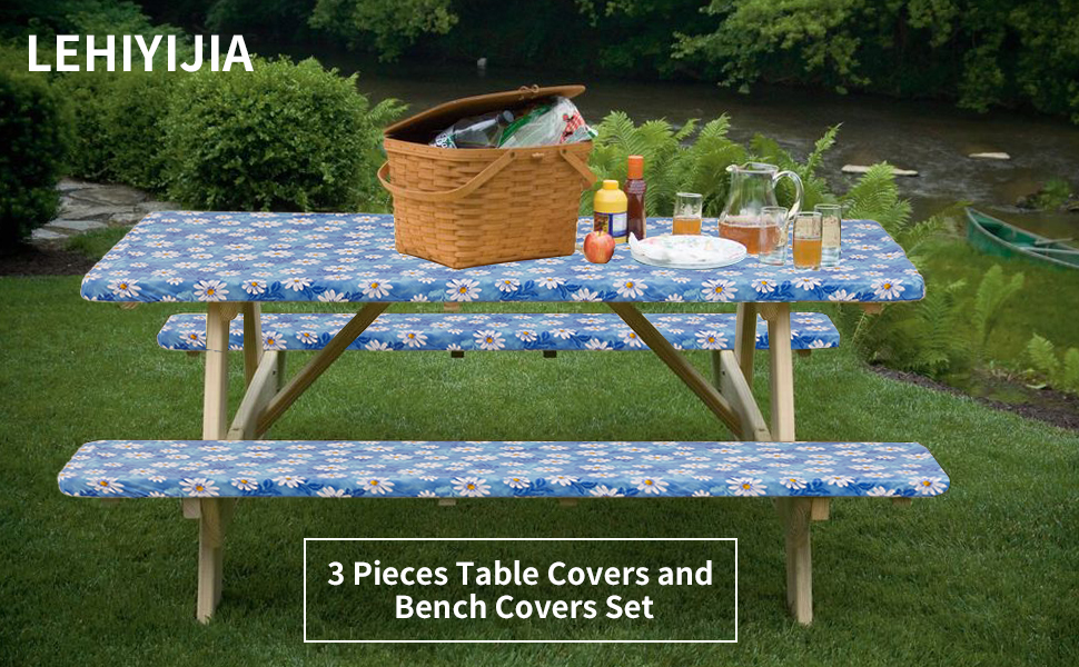 LEHIYIJIA Elastic Table Covers for 6 ft Rectangle Table, Fitted Table and Bench