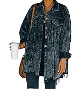 Hixiaohe Women's Casual Oversized Button Down Corduroy Shirt Jacket Coat Washed Retro Shacket