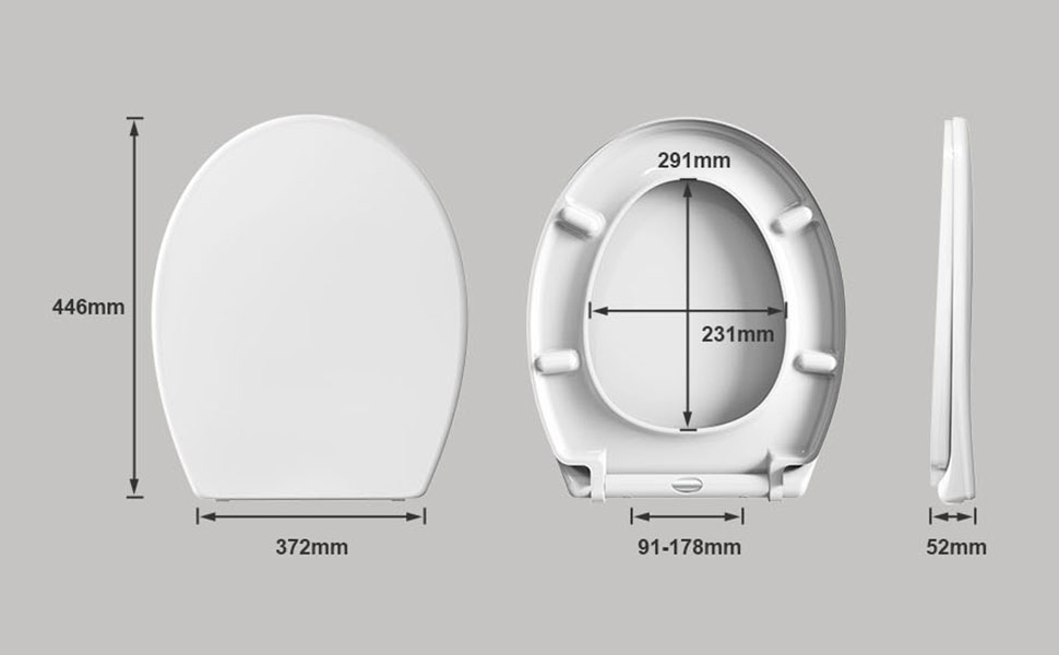 True Face Toilet Seat D Shape Square Soft Close White Bathroom Quick