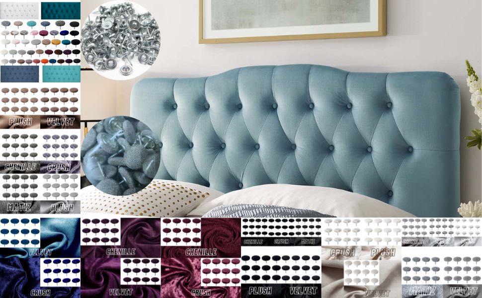 Velvet Covered Hoop Back Buttons Upholstery Fabric for Headboards Sofas 18 mm (Blue, 10 Buttons