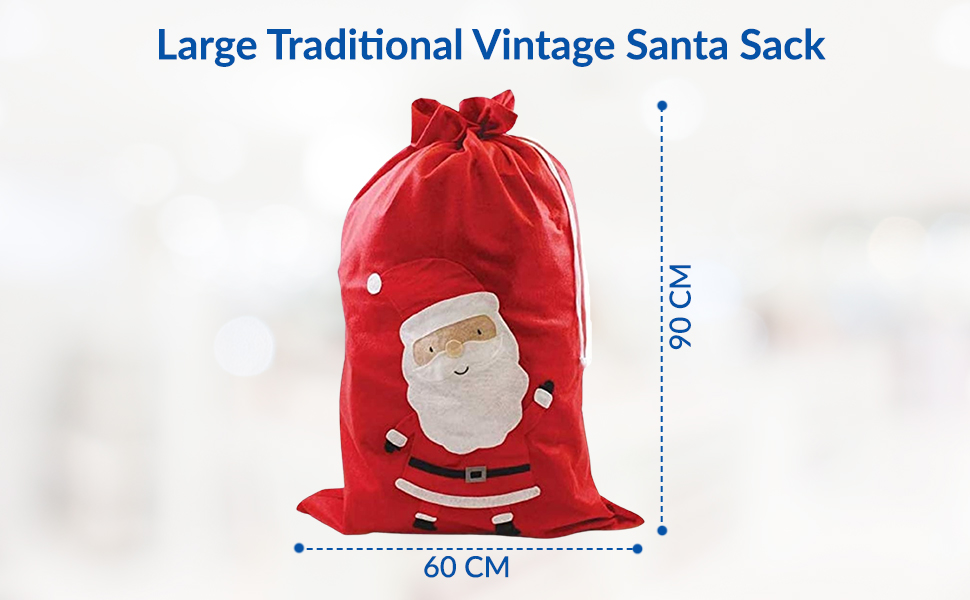 1ABOVE Deluxe Felt Christmas/Xmas Santa Sack with Santa on the sack. Ideal Pre (JUMBO) Amazon