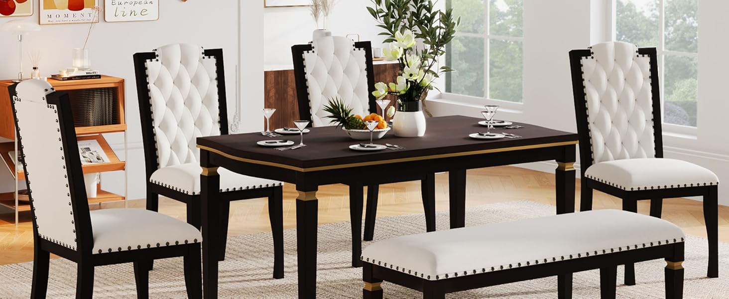 THINK 30 Dining Room Table Set for 6, Modern 6 Piece Dining