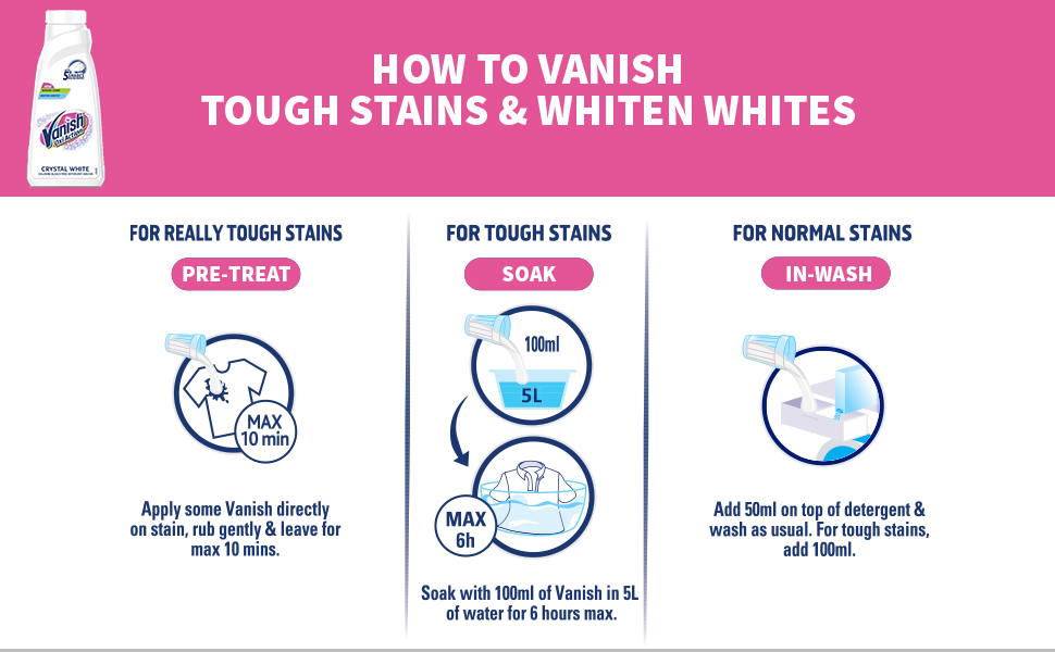 Vanish 800 ml, White Addon Liquid Stain Remover for Clothes