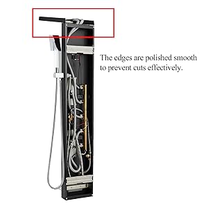 SUGUWORD Shower Panel Tower With 6 Functions Rainfall And Waterfall Shower Temperature Display Hand Shower Back Massage Jets And Bathtub Spout Wall Mounted Shower System Brushed Nickel 11 back