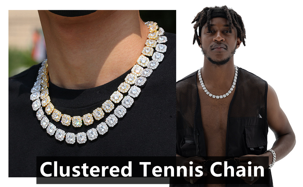 アクセサリー glitter Clustered Tennis Chain Necklace Clustered Tennis Chain【7mm】 | Glitter