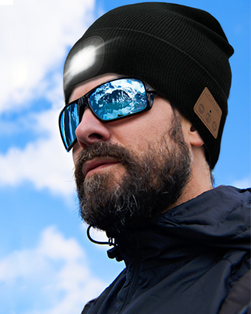 bluetooth hat headphone headset warm soft hats beanie hat with light