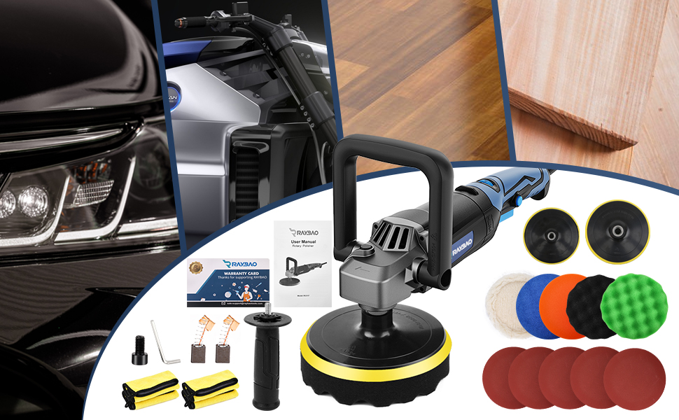 RAYBAO Buffer Polisher, Rotary Buffer Polisher Waxer with 7