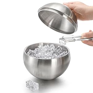Ice Bucket with Lid Double Insulation Ice Box Storage Box Stainless Steel Ice Bucket Container