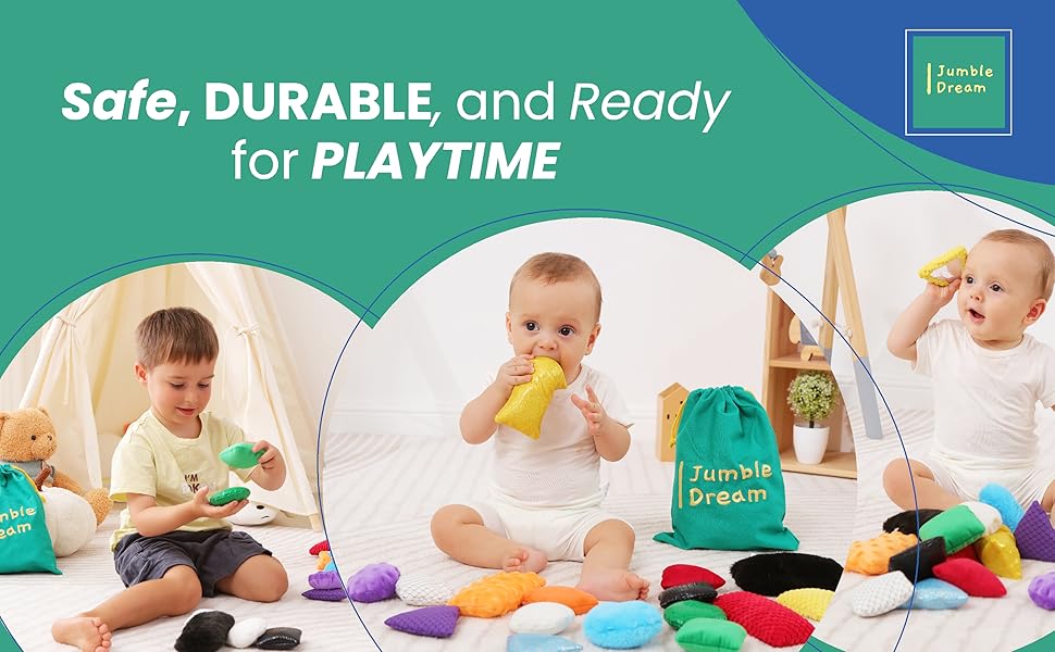 Jumble Dream 16 Sensory Bean Bags for Kids Shape, Texture