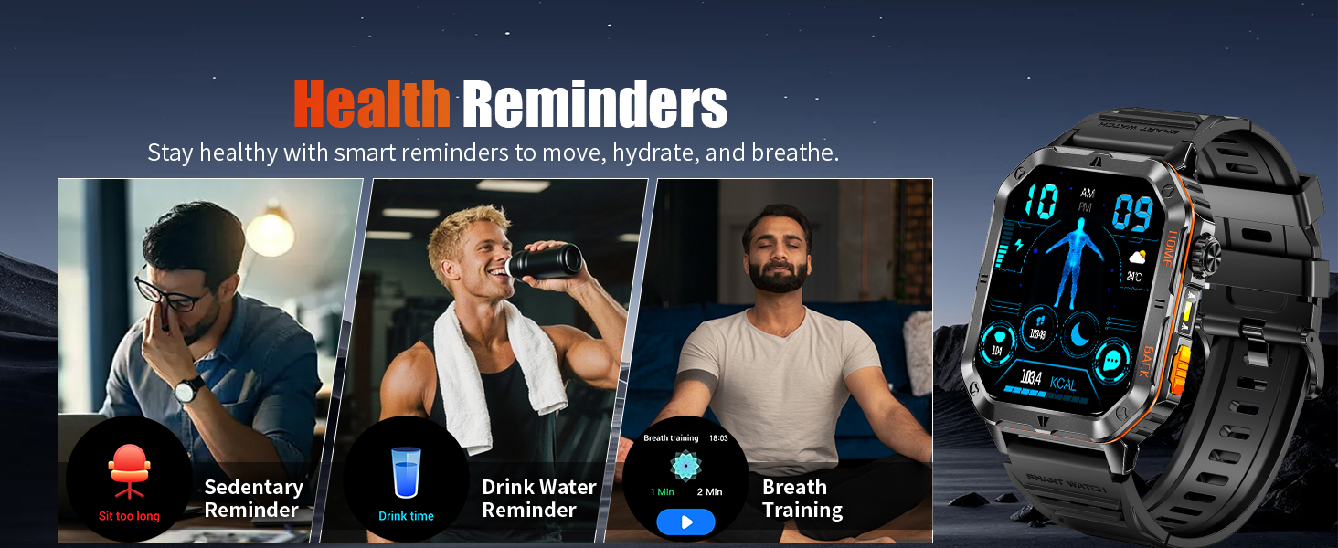 Health Alerts Drink Water Reminders Sedentary Reminders and Women’s Health Reminders