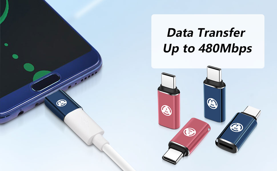 Adapter Lightning auf USB c 2 Stück Typ C Stecker Adapter Hellblau USB