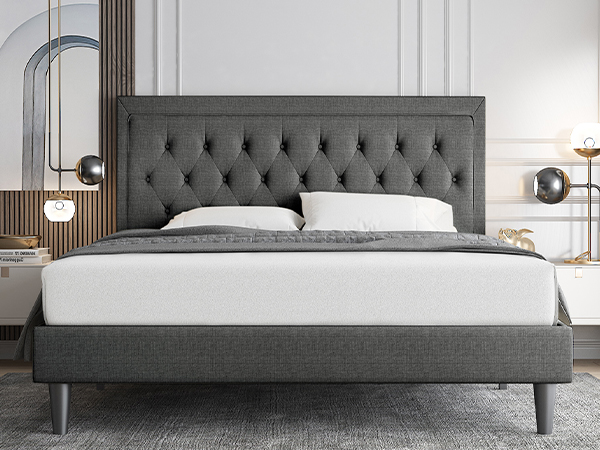 Amazon.com: Allewie Full Size Button Tufted Platform/Fabric
