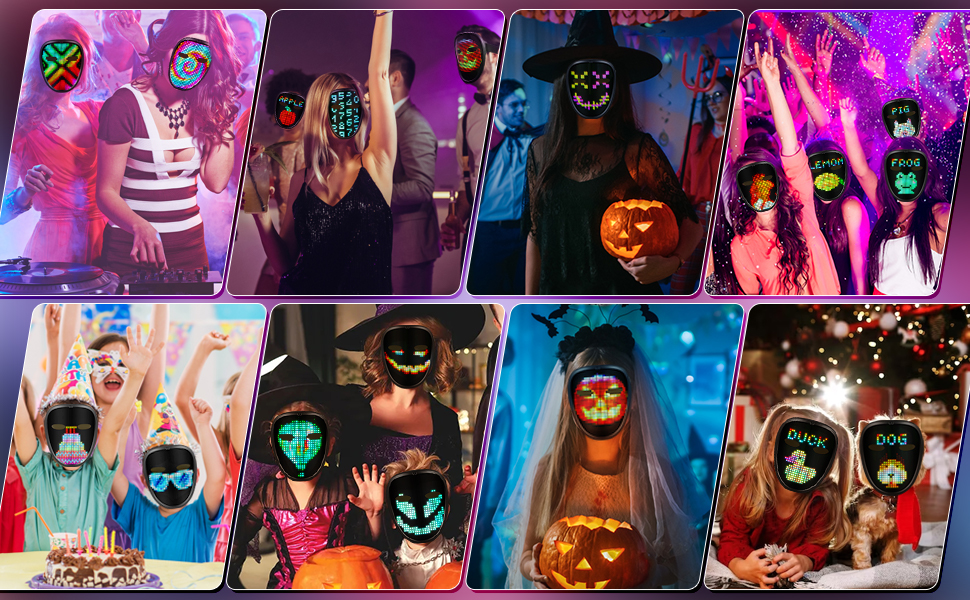 Light Up Mask With Gesture Sensing Halloween Mask LED Lighted Face Transforming