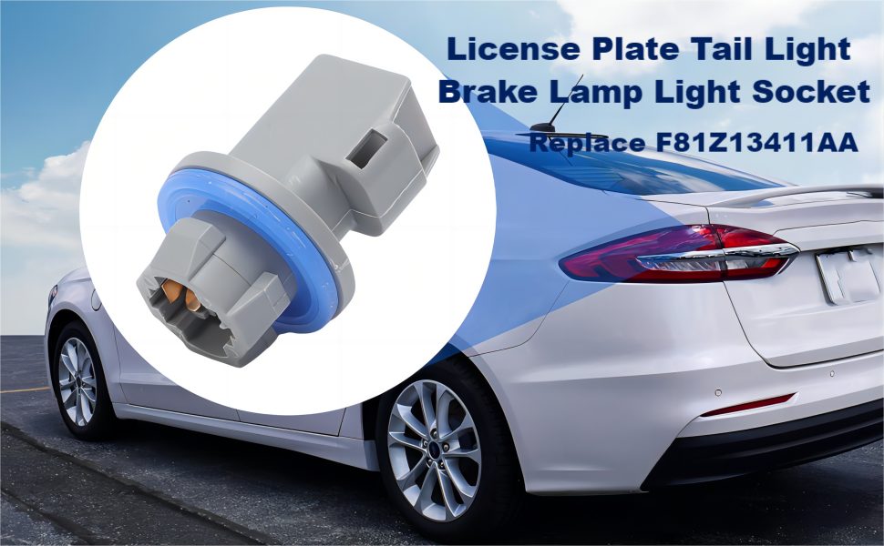 Kaloeou License Plate Tail Light Brake Lamp Light Socket