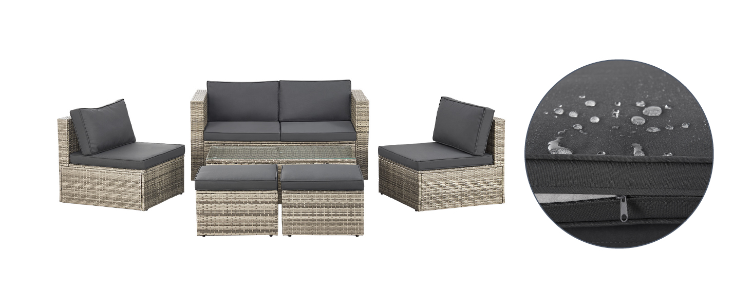 Juskys Polyrattan Gartenmöbel Set Salou Outdoor Lounge wetterfest 6