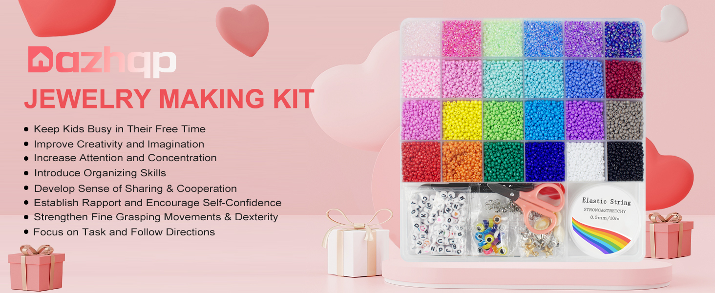 7000pcs 3mm Glass Seed Beads for Bracelet Making Kit, Small Beads