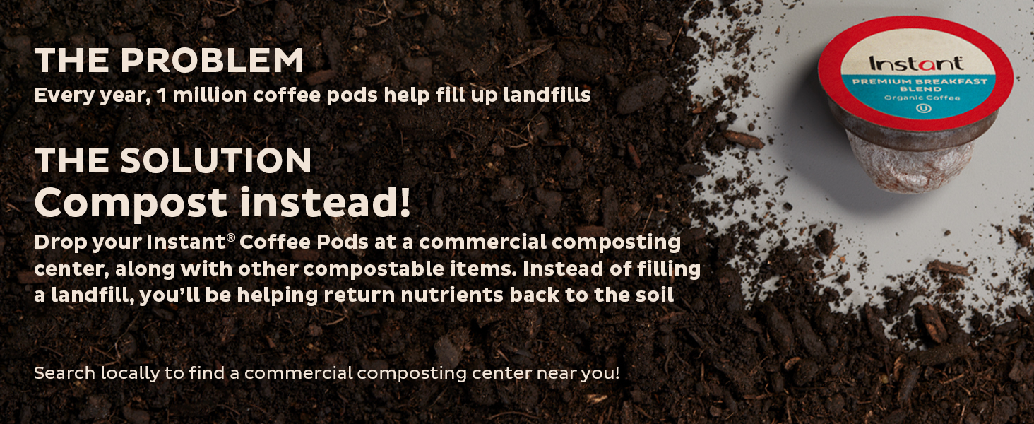 Instant Compostable Coffee Pods, 30 PlantBased Coffee Pods