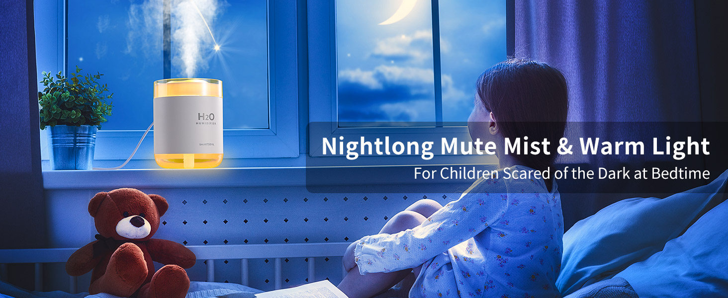 SmartDevil Small Humidifier, 500ml Portable Mini Humidifier, USB Personal Desk