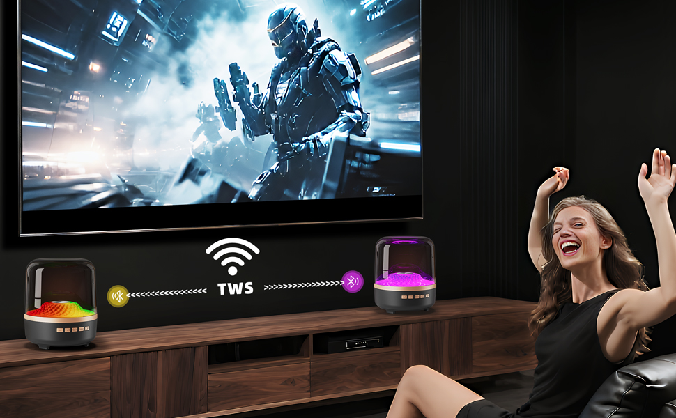 Bluetooth Speaker with HD Sound and Lights, Portable Wireless, Long-lasting battery life