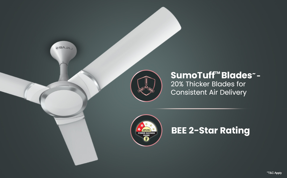 Bajaj Stylo 12S2 1200mm Sparkle White Ceiling Fan