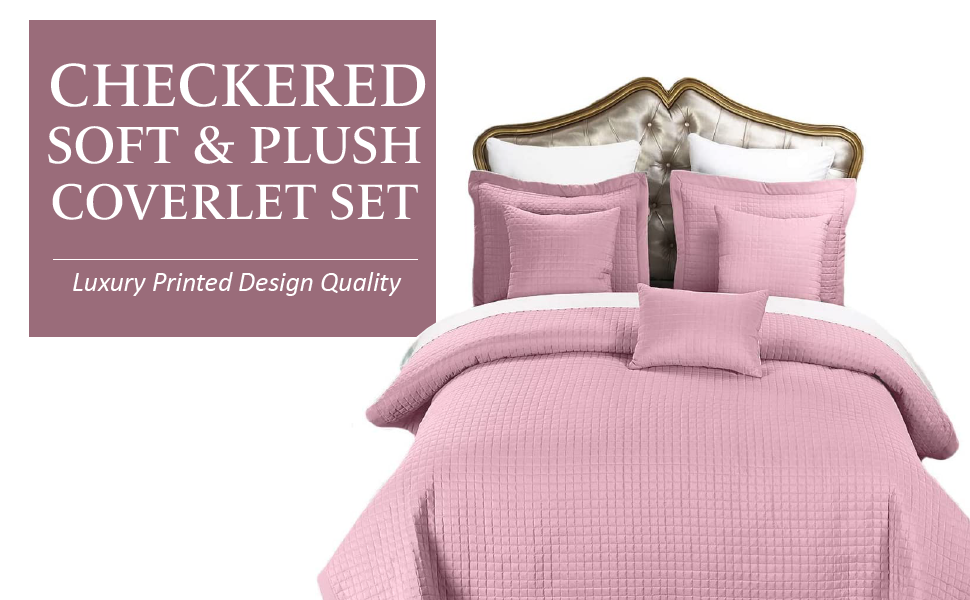 Royal Hotel Bedding Checkered Style Soft and Plush Coverlet