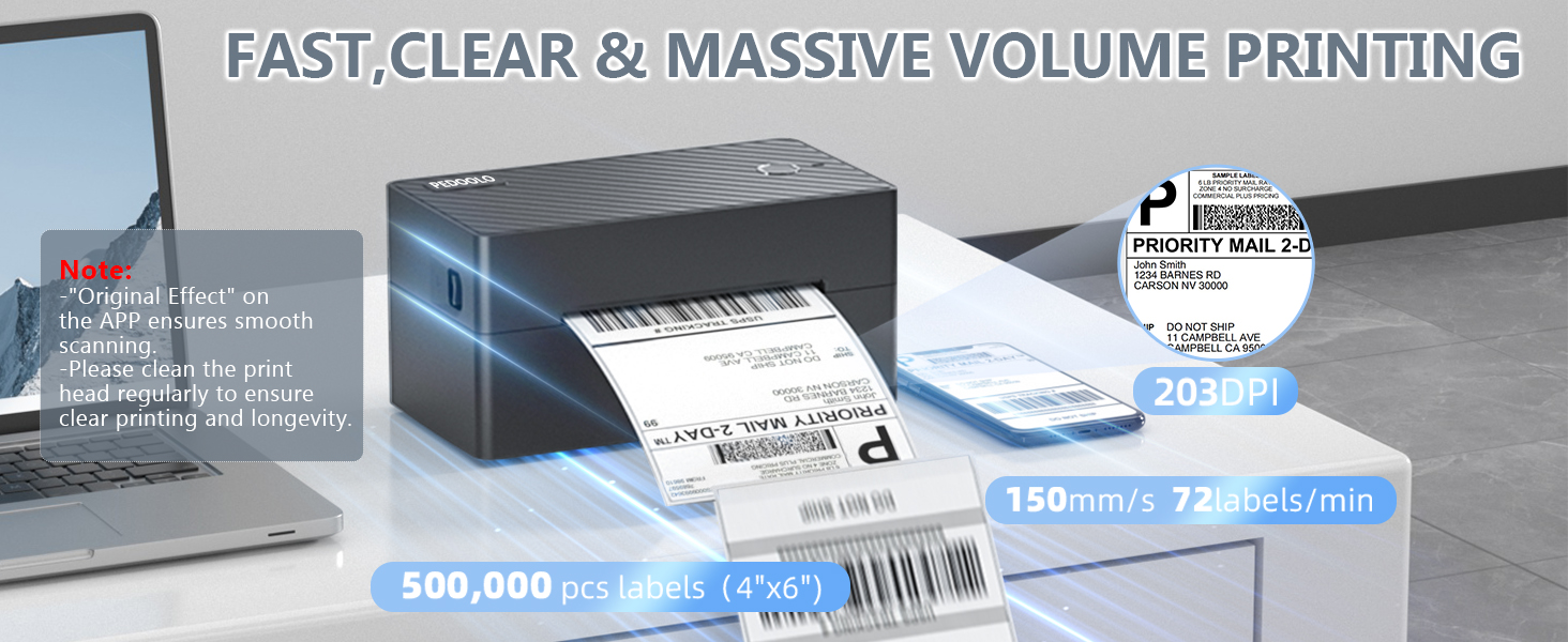 fast clear printing 150mm 203dpi dpi 203 clear prints no ink direct thermal barcode sticker label
